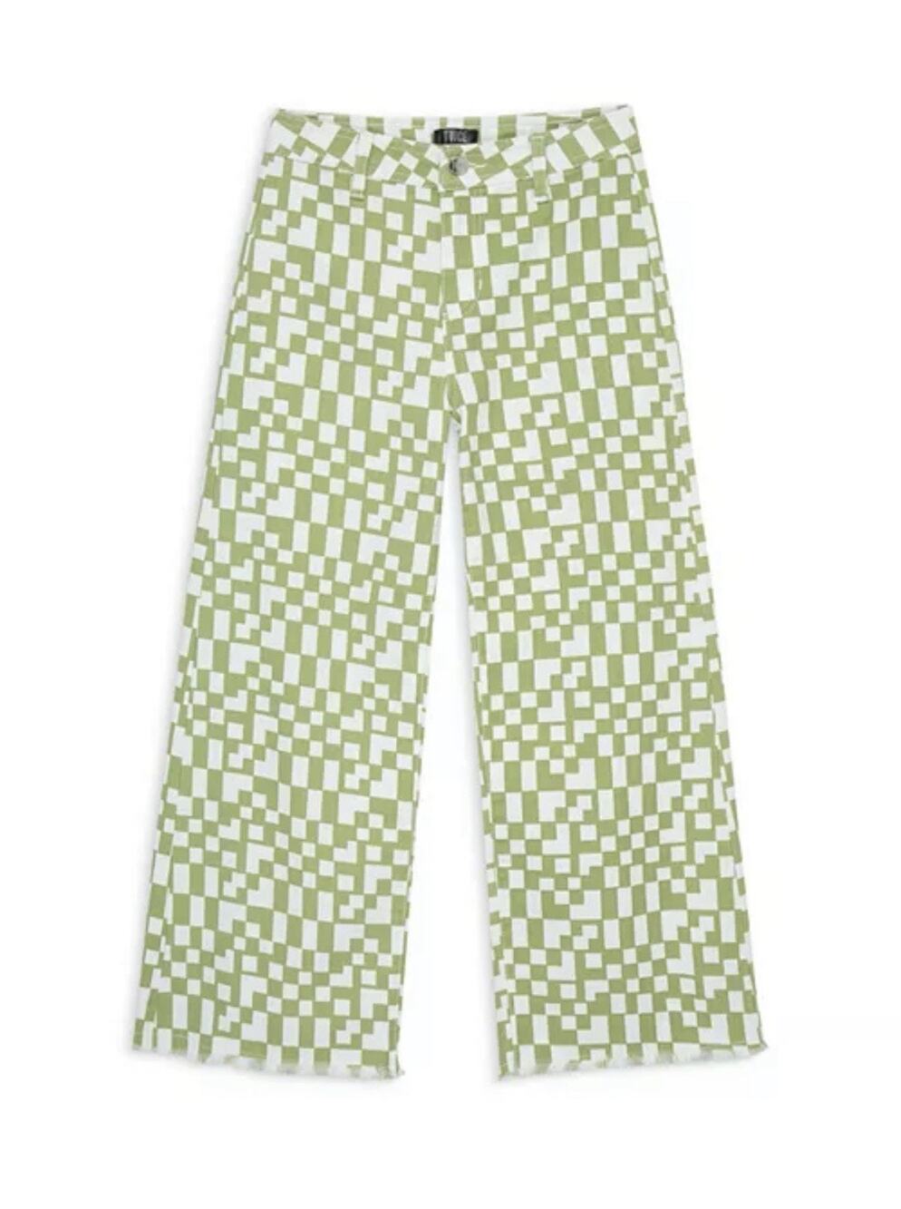 Truce Girls Green Checkered Pants Size 12 Geometric Spring
